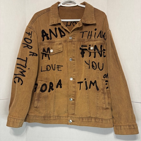 SHEIN Other - Shein Manfinity Hypermode Men’s Cotton Slogan Graphic Flap Pocket Denim Jacket